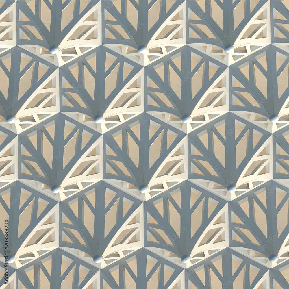 Poster 3d illustration. 3d pattern based on the frame of stylized pyramid. white structure, light backgroun