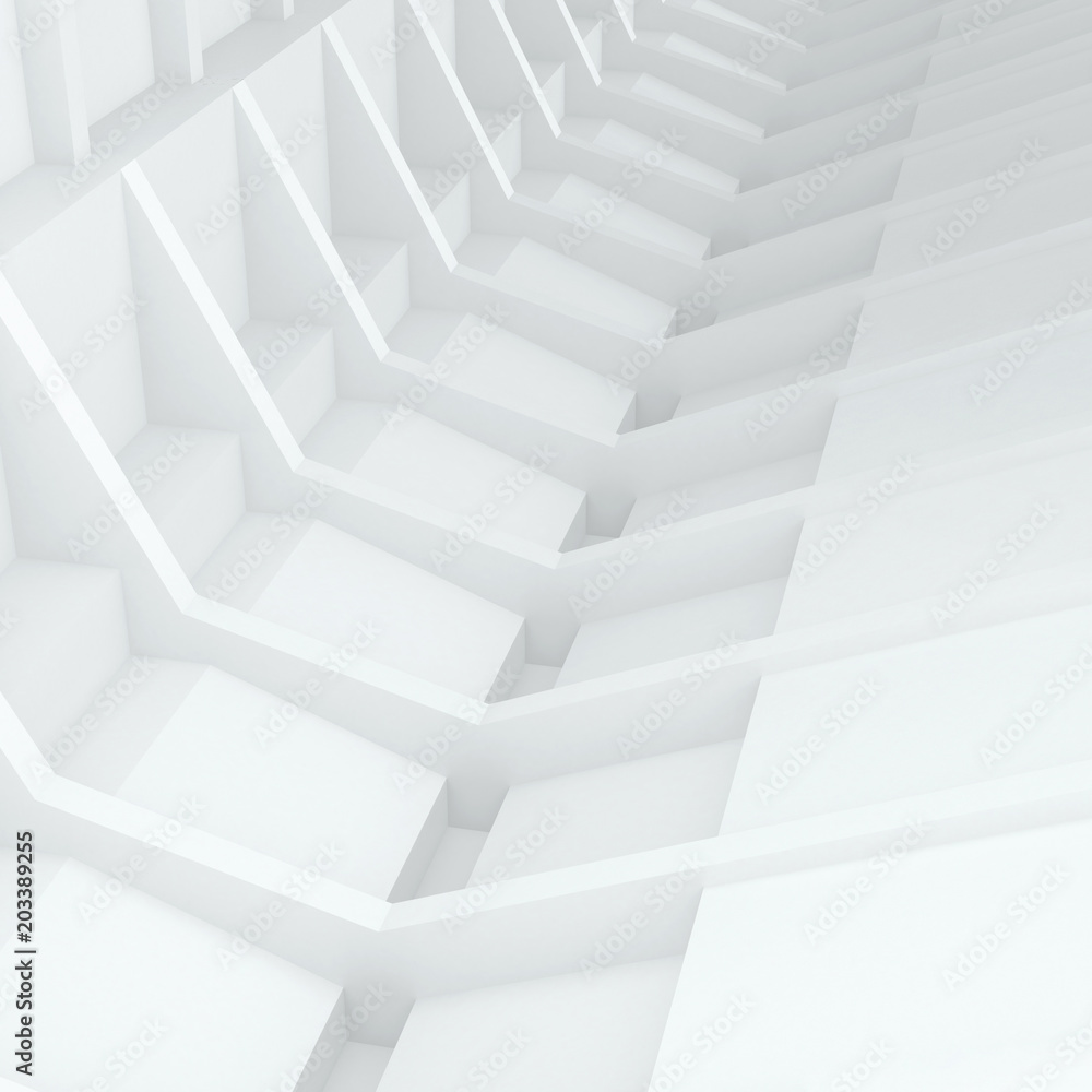 Aufkleber 3d illustration. white architectural abstract composition. the framework of repetitive elements in p