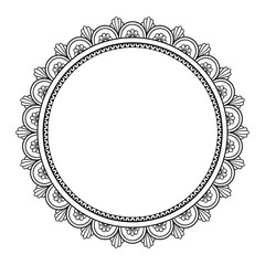Circular pattern in form of mandala for Henna, Mehndi, tattoo, decoration. Decorative ornament in ethnic oriental style. Coloring book page.`
