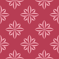 Red floral seamless background. Ornamental pattern