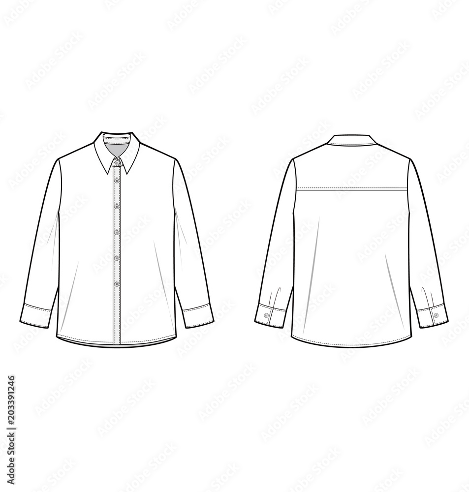 Sticker shirt top fashion flat technical drawing template - Stickers