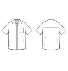 Shirt Top fashion flat technical drawing template	