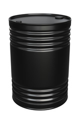 3D render of the black oil or petrol barrel isolated on white
