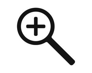 Magnifying glass plus vector pictogram 