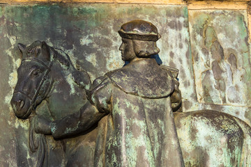 Fototapeta premium Elements of the monument to Columbus in Barcelona in Spain 