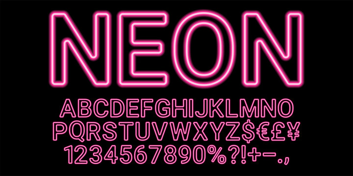 Neon font in pink color