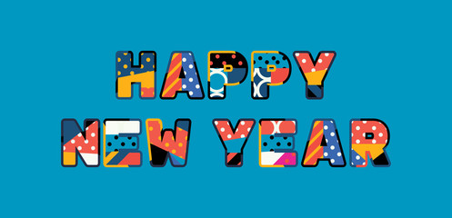 Happy New Year Concept Word Art Illustration