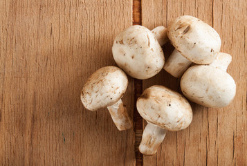 Champignon raw on wood desk