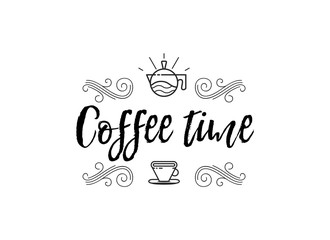 Coffee Hipster Vintage Stylized Lettering badge. Vector Illustration