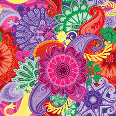 Vintage pattern in indian batik style. Floral vector background