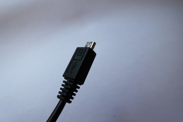 Closeup of micro USB type B cable connector