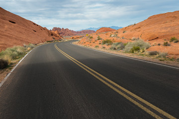 Fototapeta na wymiar Country road in desert
