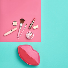 Cosmetic Minimal Makeup Set. Beauty Essentials.