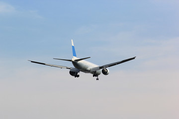 Airplane with beautiful sky on background
