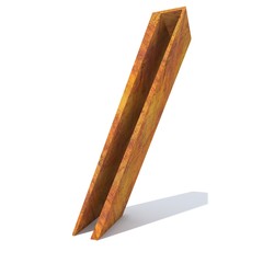 Conceptual old rusted metal font or type, iron or steel industry piece isolated white background. Educative rusty material, aged vintage surface, worn damaged object as 3D illustration rough surface