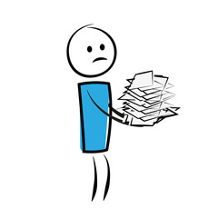 Strichmännchen mit Papierstapel