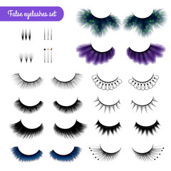 Fototapeta na wymiar Realistic False Eye Lashes Set