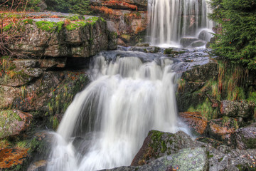 Fototapeta na wymiar Waterfalls on the Jedlova river