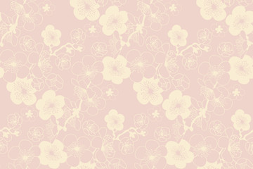 sakura spring blooming seamless pattern.