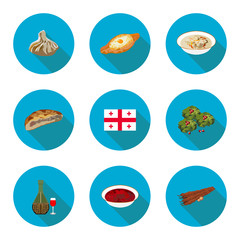 set of flat icons Georgian dishes
