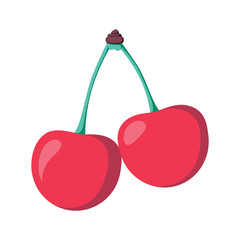 cherry icon vector fruit illustration. Sweet fresh healthy cherries fruits. Red natural berry.