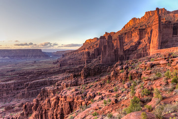 Dusk at Fisher Towers and Professor Valley