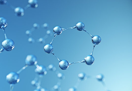 Abstract blue glass molecule background,3d rendering.