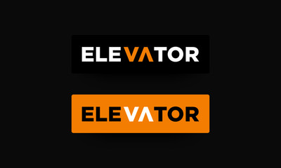 Elevator Logo Vector Illustration Typography with Up and Down Arrows