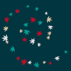 Cute vegetative pattern with simple small leaves for a greeting card or poster. Vector background for spring or summer design