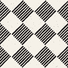Hand drawn seamless repeating pattern with checker lines tiling. Grungy freehand background texture.