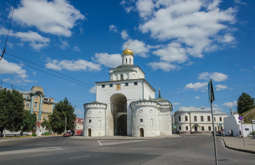 Golden gate in Vladimir. historic building, beginning construction in 1158