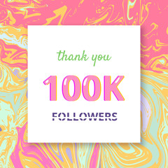 Obraz na płótnie Canvas 100K Followers thank you banner. Vector illustration.