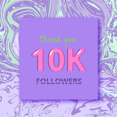 10K Followers thank you banner. Vector illustration.