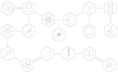 Large and detailed set of different scientific icons and vectors.