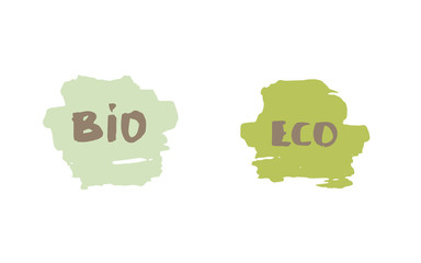 Bio and Eco hand drawn badge. Vector illustration.