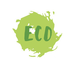 Eco hand drawn badge. Vector illustration.