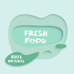 Fresh Food paper cut banner. Vector illustration.
