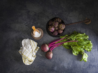 Red Round Turnip on dark background