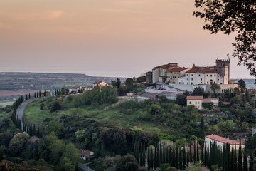 Fototapeta na wymiar Rosignano Marittimo, Tuscany, Livorno - panoramic view from the Poggetti path