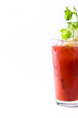 Bloody Mary cocktail in glass isolated on white background. Copyspace