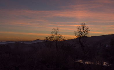 Naklejka premium sunset in toscana