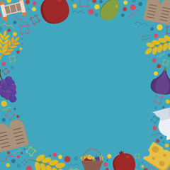 Frame with Shavuot holiday flat design icons