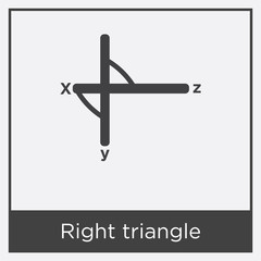 Right triangle icon isolated on white background