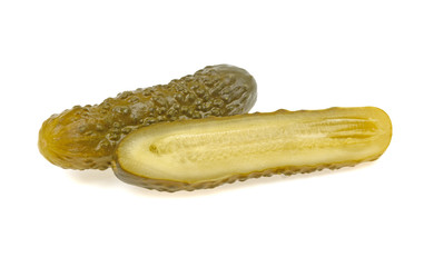 marinated cucumber on white background