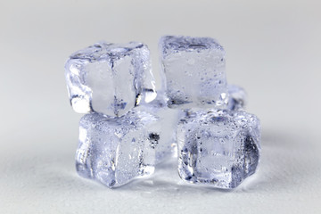 Ice cubes on white background.