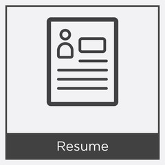 Resume icon isolated on white background