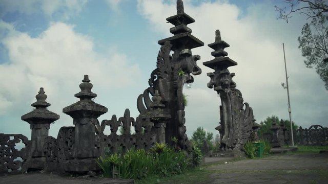 Hindu Mother Temple of Besakih Agung Volcano, Bali, Indonesia rapid slow motion