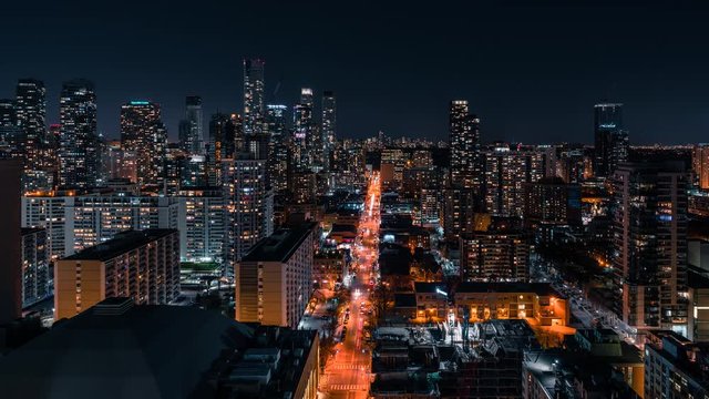 Night Modern City Traffic in Toronto