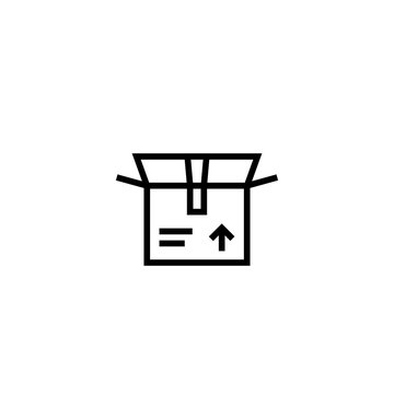 package icon. opened cardboard box symbol. relocation and delivery concept. simple clean thin outline style design.