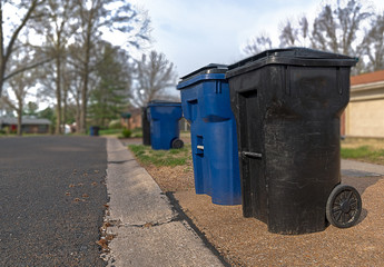 Fototapeta na wymiar Trash Pickup Day Suburban 